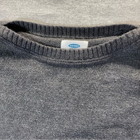 Old Navy Women's Small Long Dark Gray Sweater Cotton Blend Round Neck Oversized - Picture 11 of 15